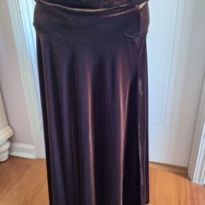 Lapis Dark Brown Velvet Maxi Skirt